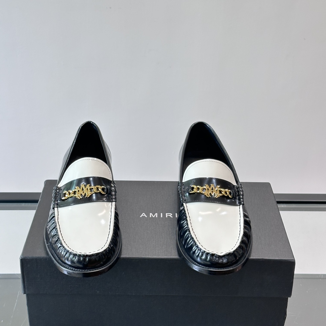 MA CHAIN LEATHER LOAFERS IN BLACK AND WHITE - RI97