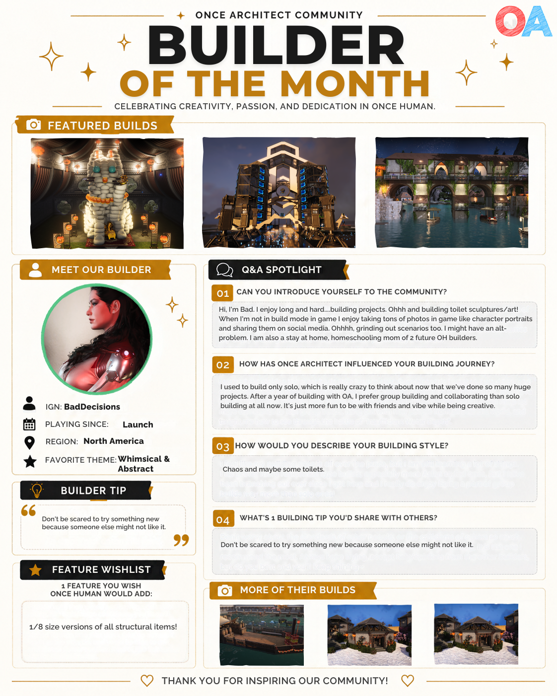 BadDecisions Builder of the Month