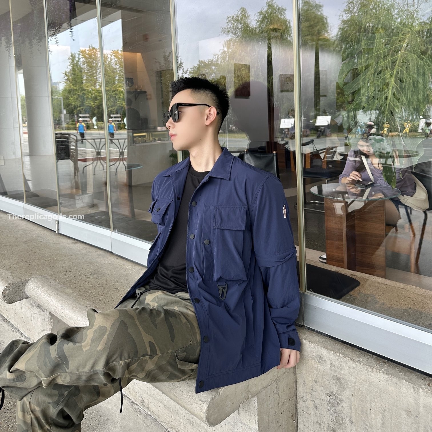 BLUE TARA STRETCH NYLON UTILITY JACKET