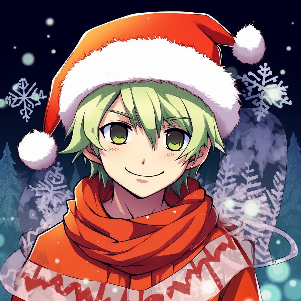 Anime Boy Wearing Christmas Hat Profile Picture · Creative Fabrica