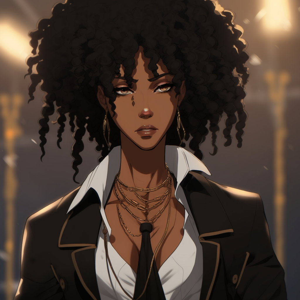 Stylish Black Anime Queen - glamorous female black anime characters pfp ...