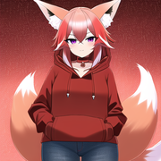 00165-1803336142-masterpiece_best_quality_fox_girl__with_coral_hair_purple_eyes_is_wearing_gloves_red_hoodie_and_jeans_and_red.png