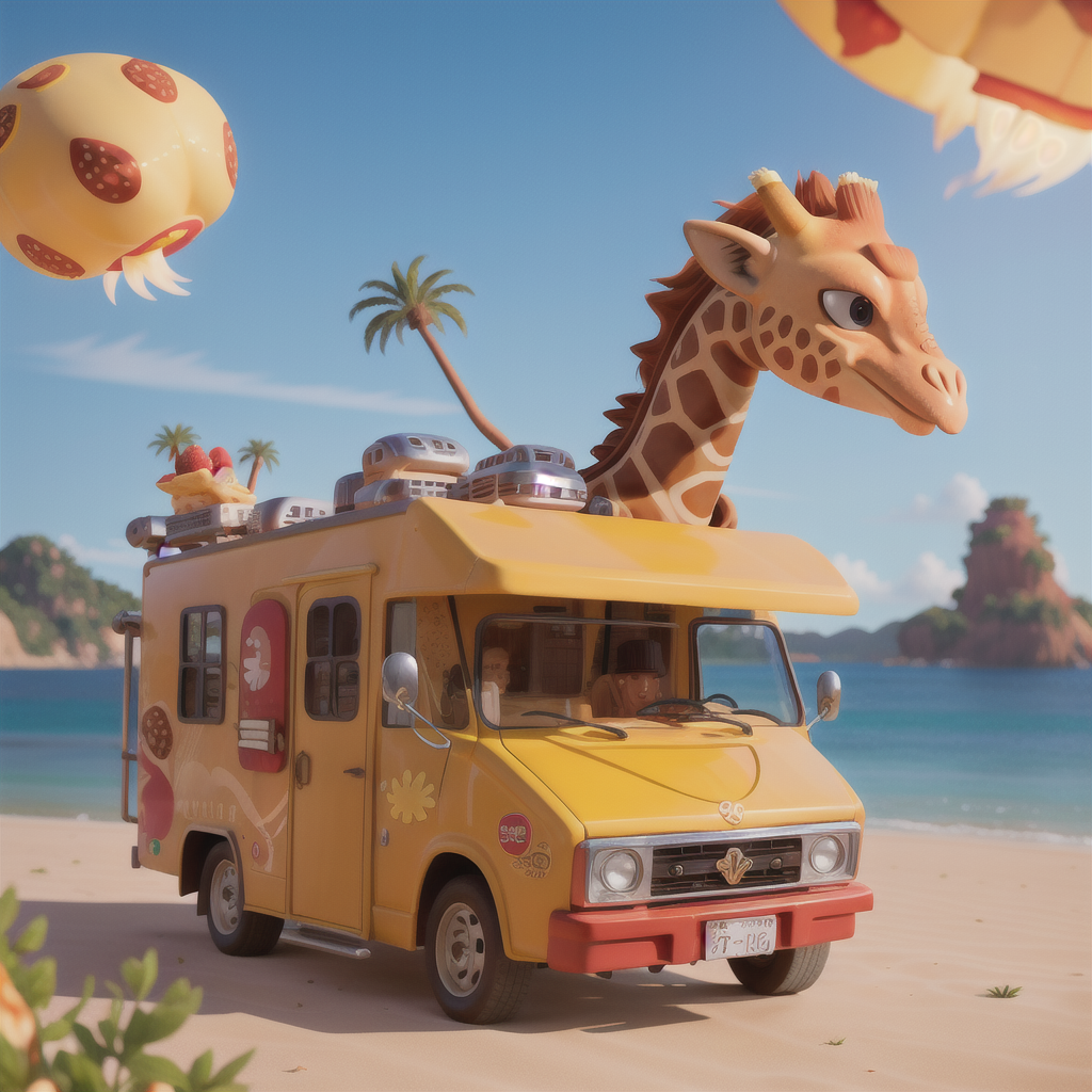 Anime, taco truck, robot, island, phoenix, giraffe, HD, 4K, AI ...