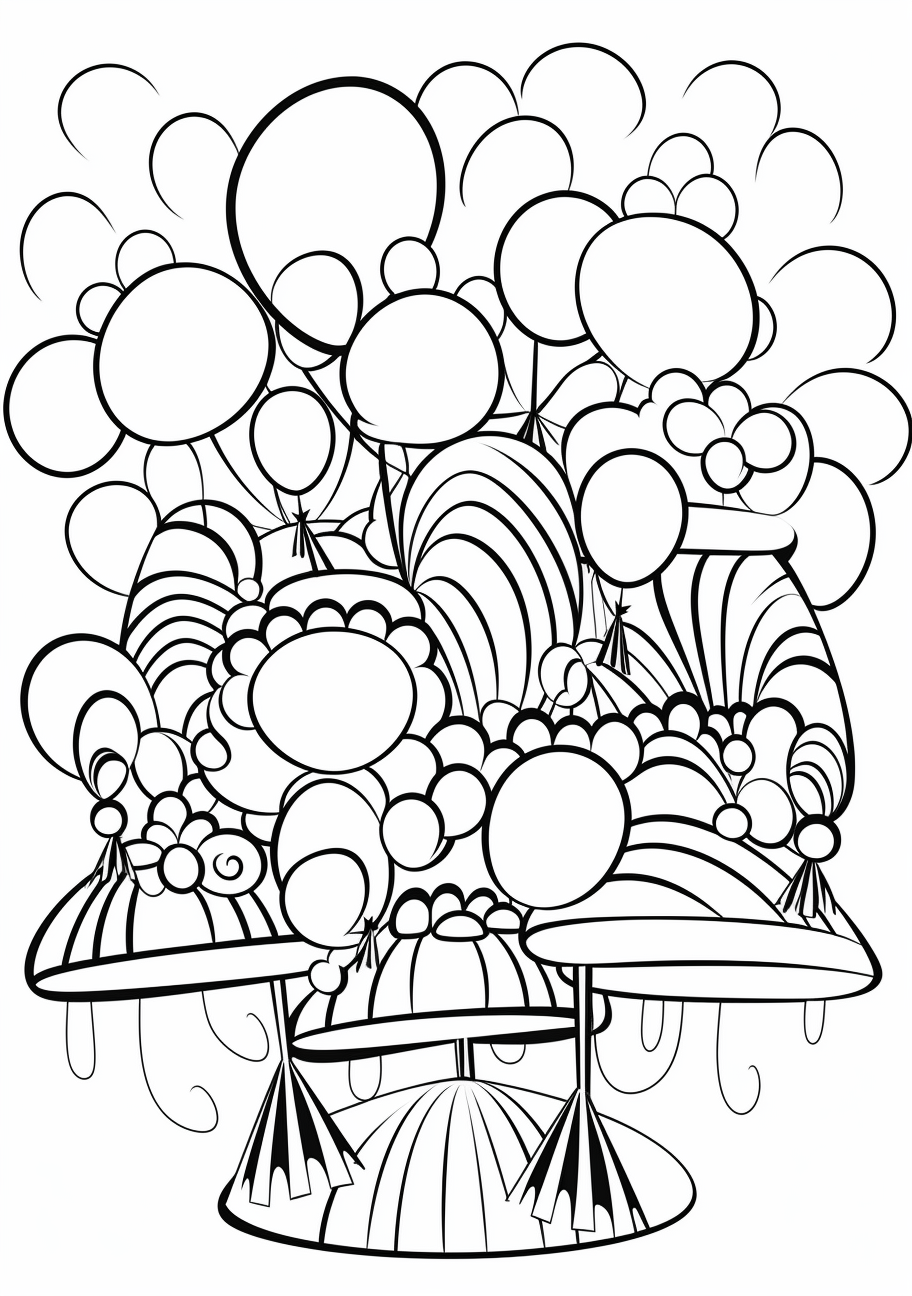 Image For Post | An array of party hats under festive rainbow; bold outlines and simple shapes.printable coloring page, black and white, free download - [Rainbow Coloring Pages ](https://hero.page/coloring/rainbow-coloring-pages-creative-printables-for-kids-and-adults)