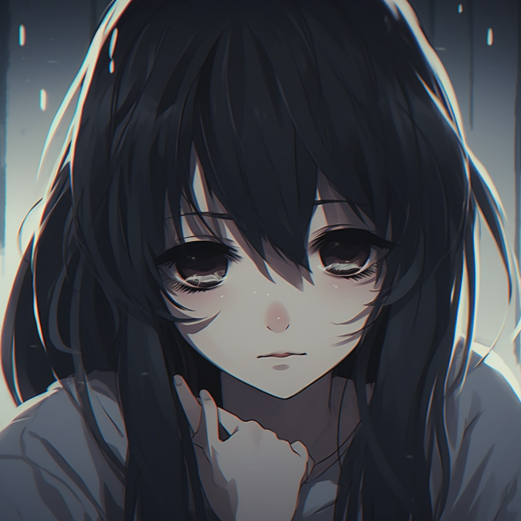 Anime Girl with Downcast Eyes - aesthetics depressed anime girl pfp ...