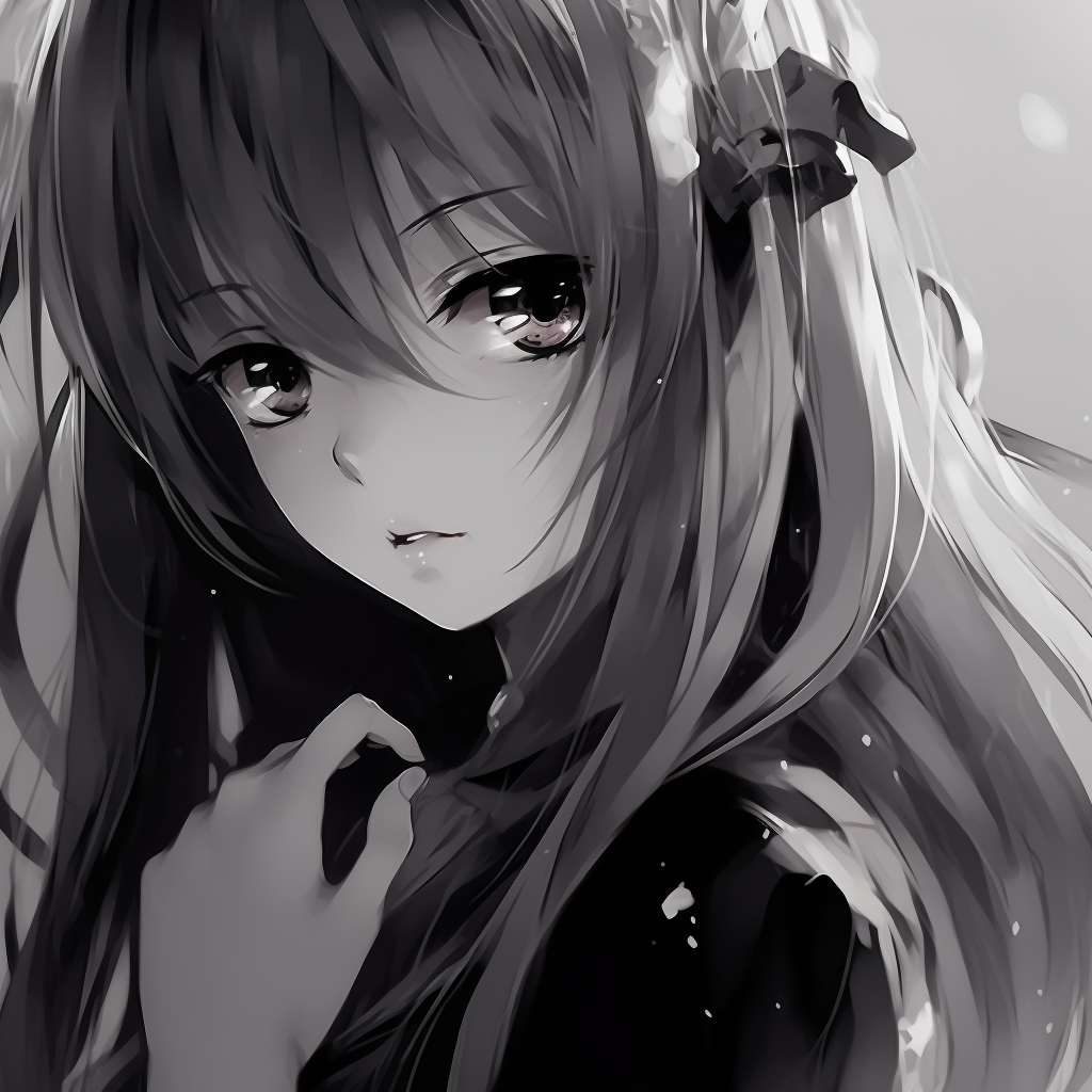 Vintage Style Anime Girl - Anime Profile Picture Black And White (@pfp)