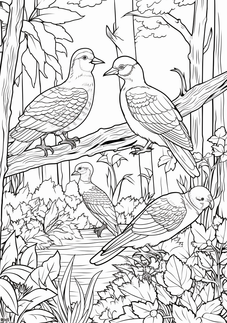 Bird's Sanctuary in the Woods - Printable Coloring Page - Image Chest ...