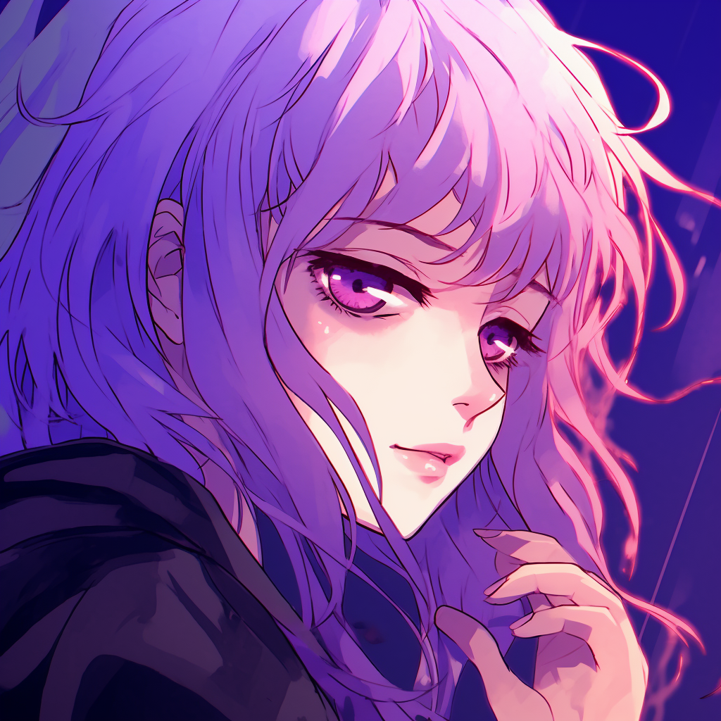 Profile picture of an enchanting purple anime boy