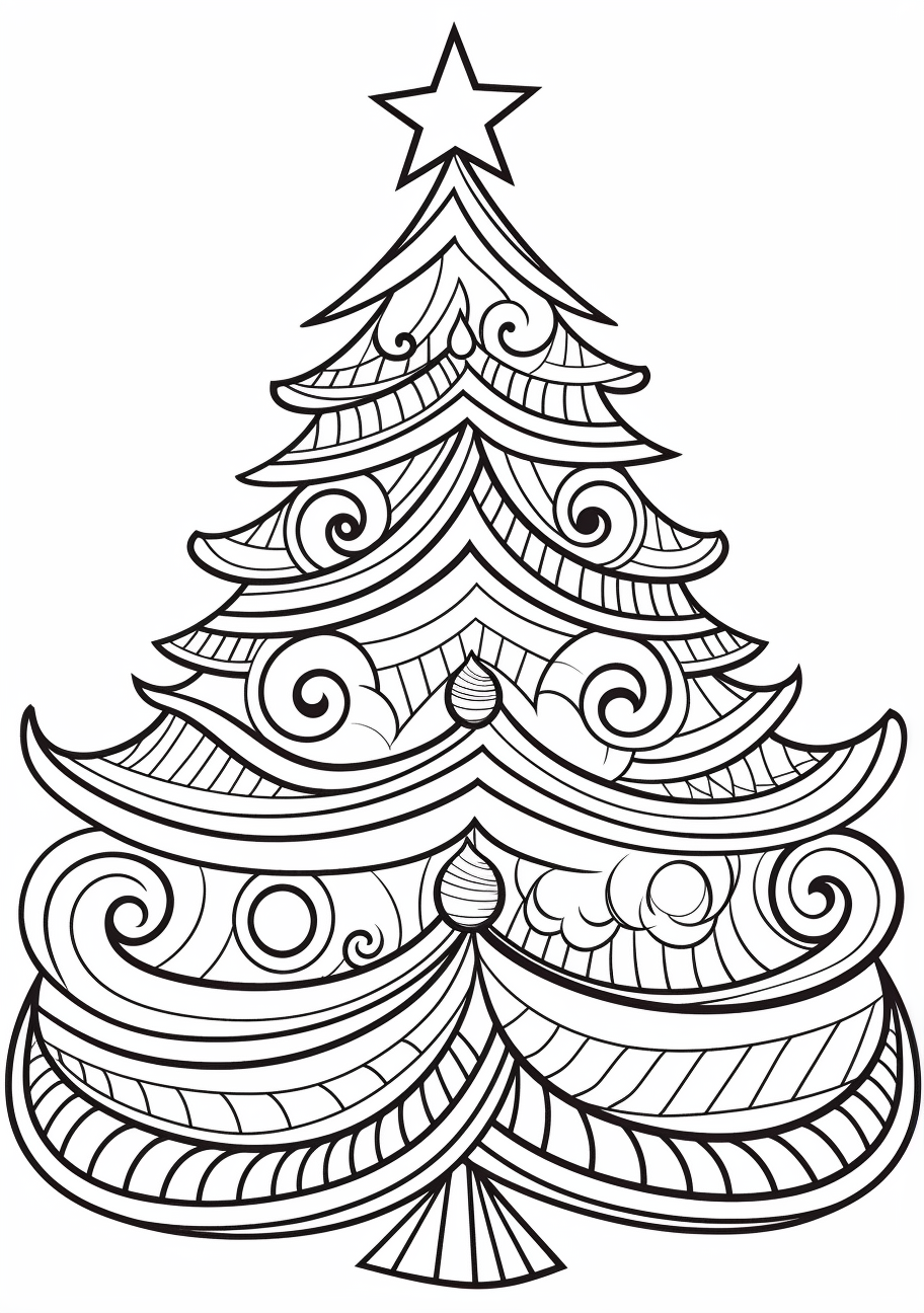 Timeless Christmas Tree Scene - Printable Coloring Page - Image Chest ...