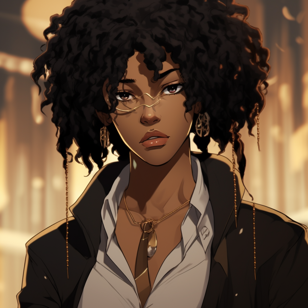 Stylish Black Anime Queen - glamorous female black anime characters pfp ...