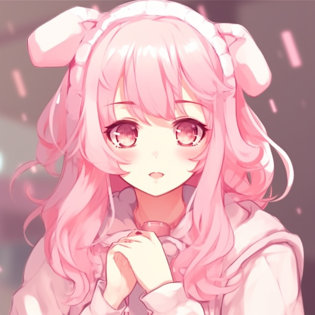 Smiling Girl In Pink Aesthetic - trendy pink anime pfp designs - Image ...