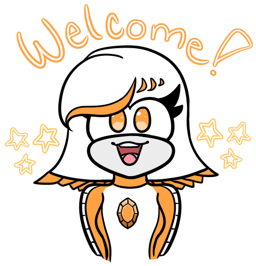 Artwork of Ember in her AE suit welcoming the viewer. Ember- Welcome!