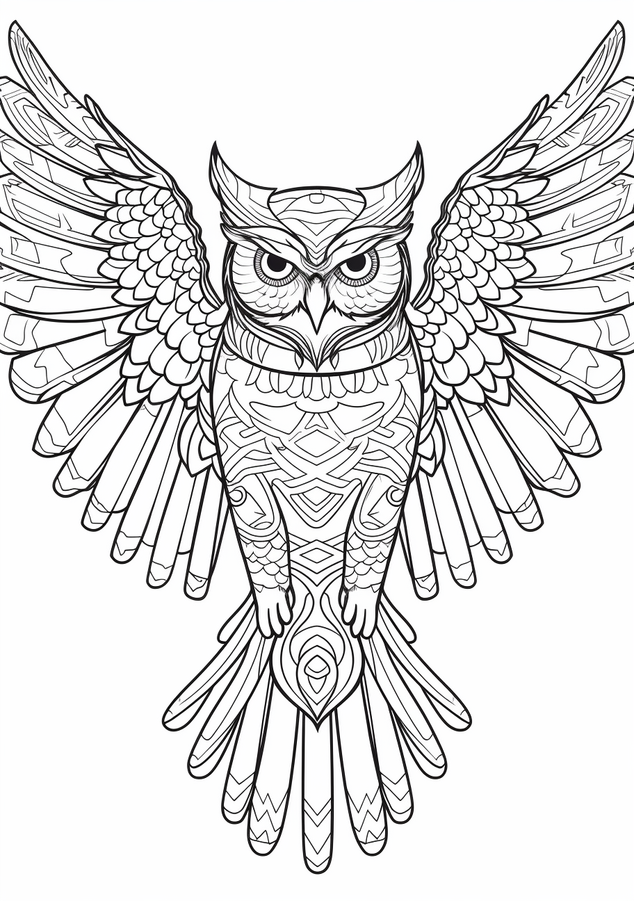 Nocturnal Owl in Flight - Printable Coloring Page - Image Chest - Free ...