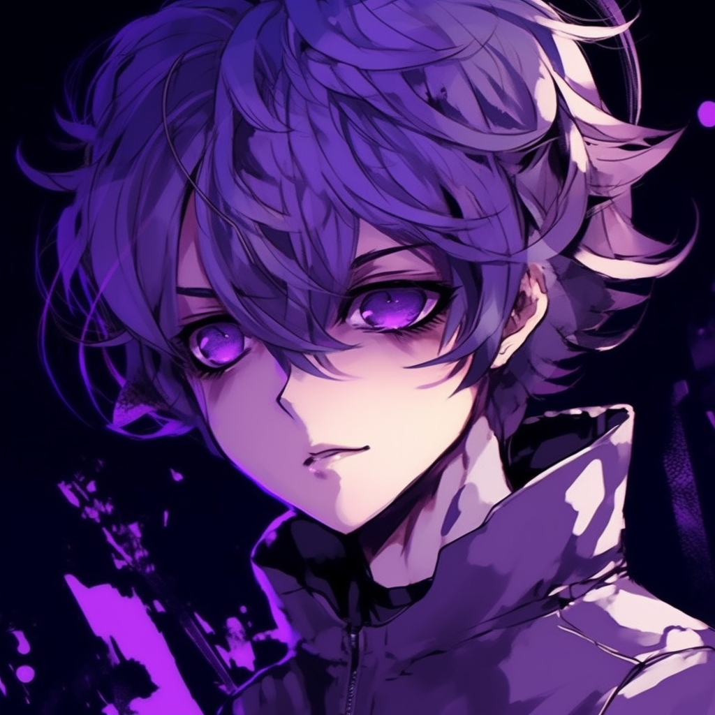 Profile of a Smiling Purple Haired Boy - stunning purple anime pfp boys ...