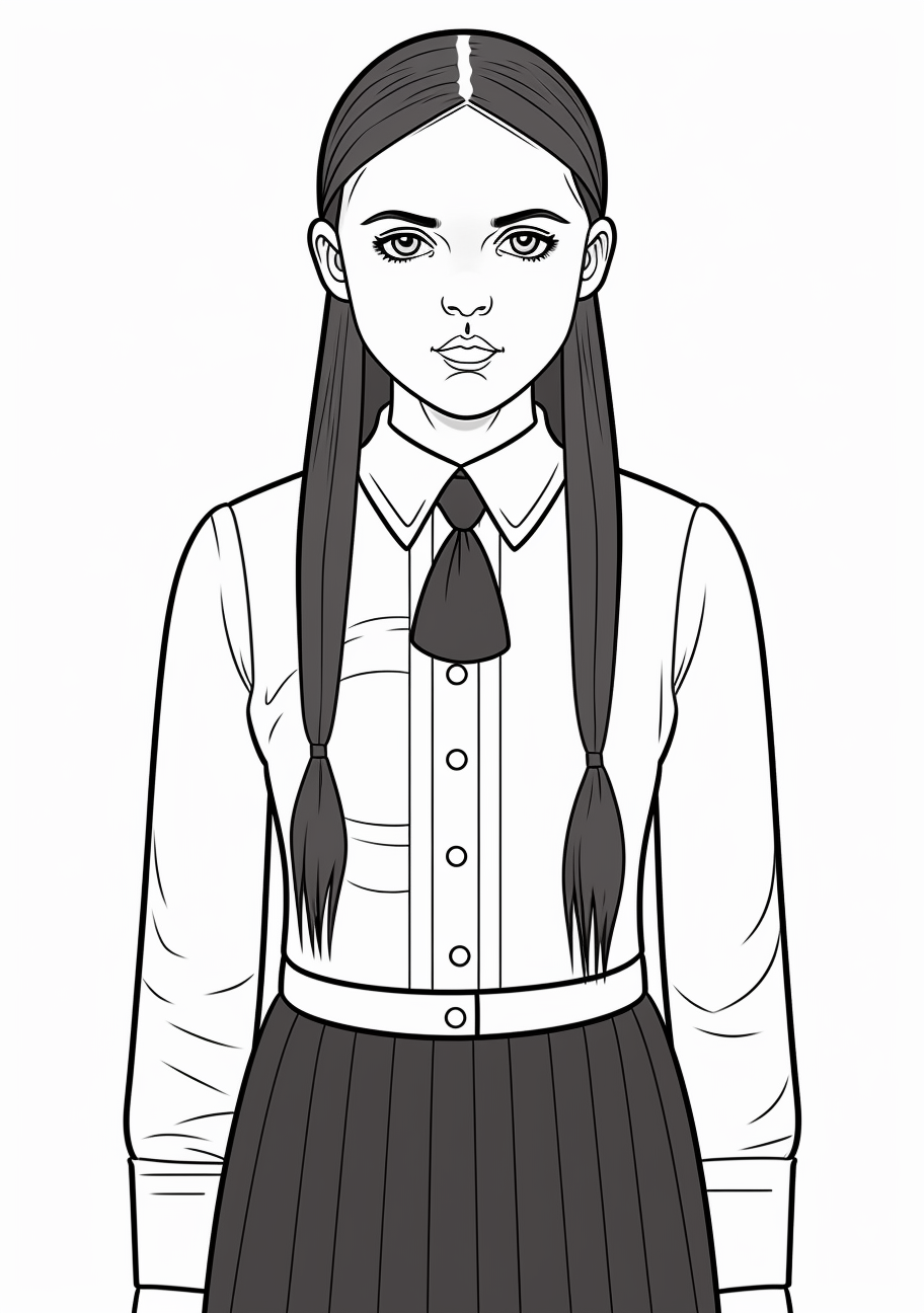 Full Body Sketch of Wednesday Addams - Wallpaper - Image Chest