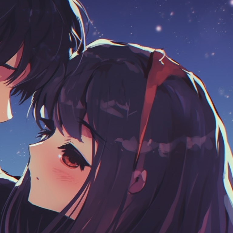Moon's Embrace - anime aesthetic matching pfp couple left side - Image ...
