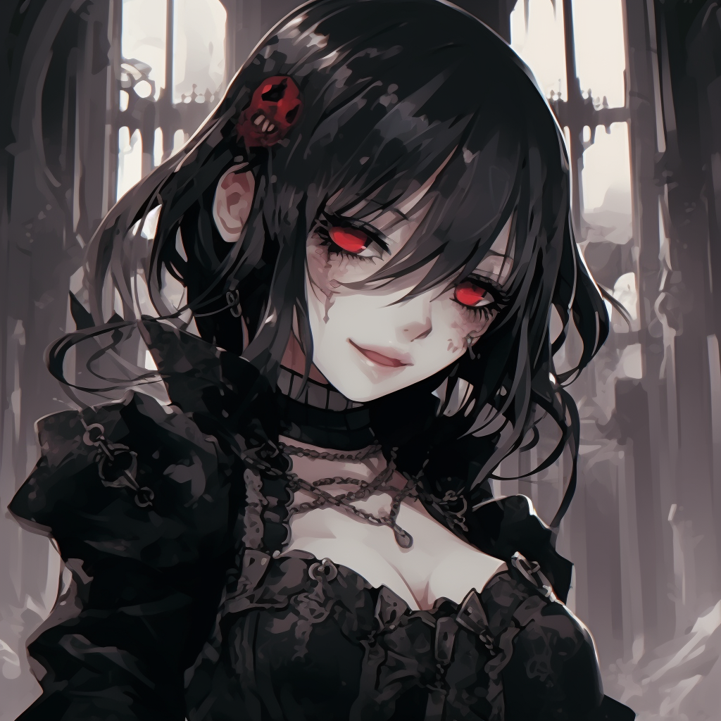 Image For Post | The anime girl, dressed in gothic style, is captured with a distant gaze, incorporating darker shades and intricate details. goth anime girl visuals pfp for discord. - [Goth Anime Girl PFP](https://hero.page/pfp/goth-anime-girl-pfp)