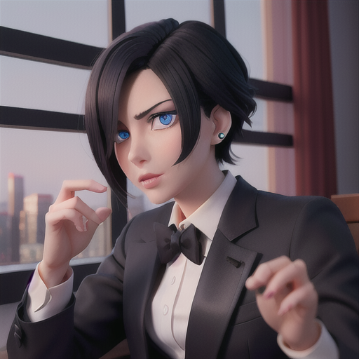 Friendly looking anime male business character