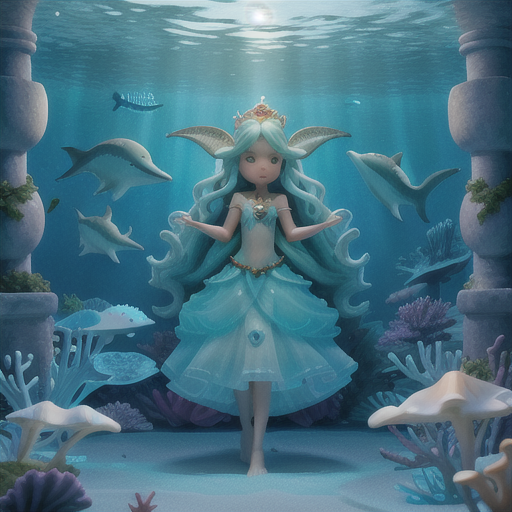 Image For Post | Anime, manga, Whimsical sea princess, long wavy aquamarine hair, underwater palace filled with luminescent fishes, gracefully swimming with a school of dolphins, an ancient glowing trident resting nearby, a flowing seashell dress and crown, ethereal and soft color palette, enchanting and immersive environment - [AI Art, Anime Family of Four ](https://hero.page/examples/anime-family-of-four-stable-diffusion-prompt-library)