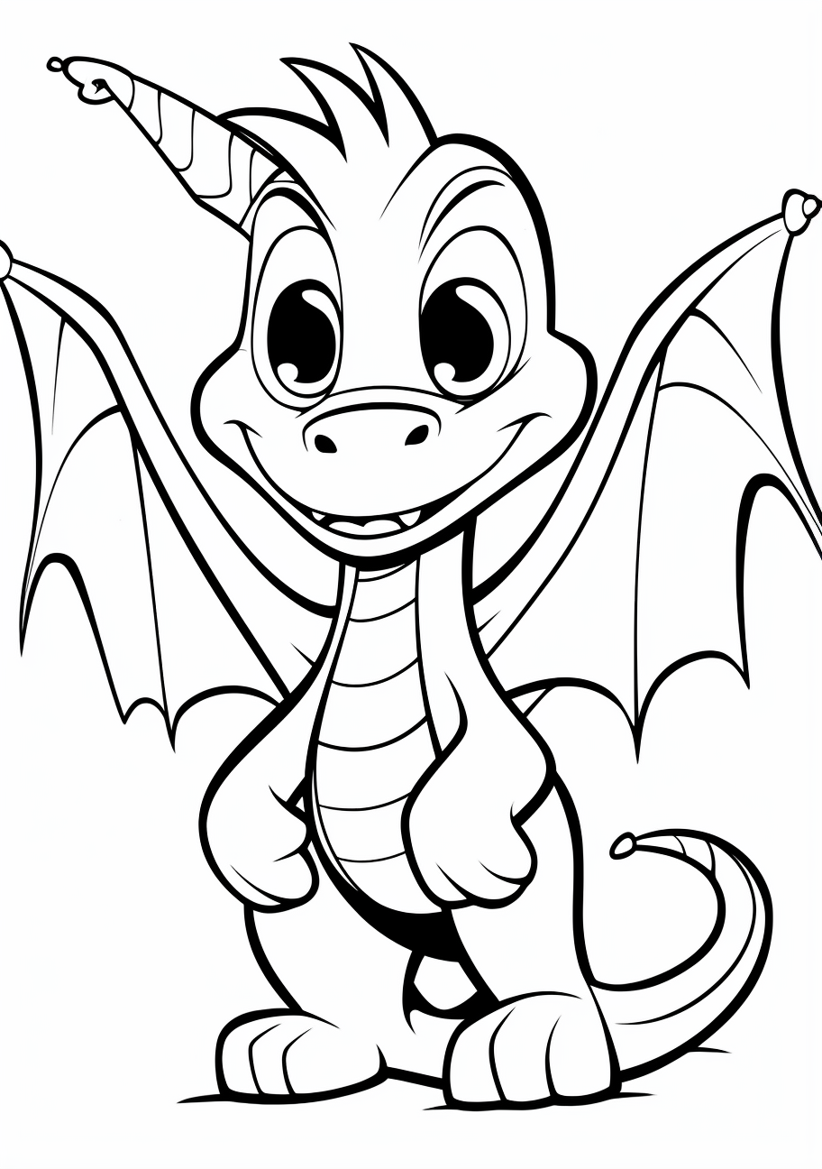Cartoon Dragon Soaring in the Skies - Printable Coloring Page - Image ...