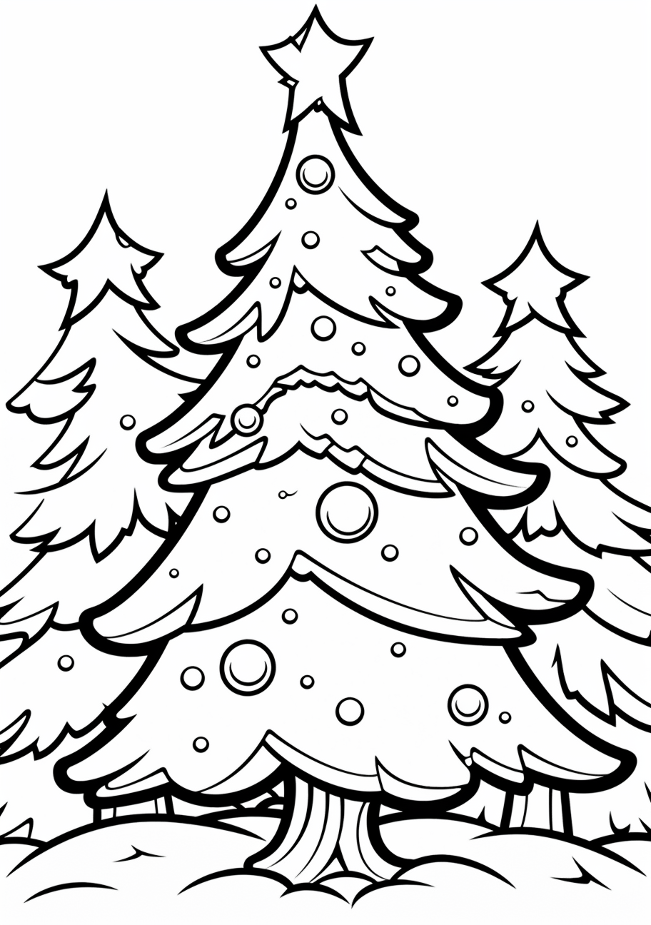 Image For Post | Frosty Christmas tree in a scenic winter landscape; detailed shading and textures. printable coloring page, black and white, free download - [Christmas Tree Coloring Page ](https://hero.page/coloring/christmas-tree-coloring-page-free-printable-art-activities)