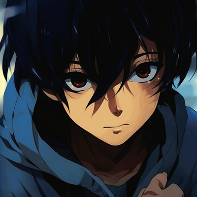 Image For Post | A character with sky-blue eyes peering through the darkness, accentuated by high contrast and darker palette. anime boy pfp gif collection - [anime pfp gif](https://hero.page/pfp/anime-pfp-gif)