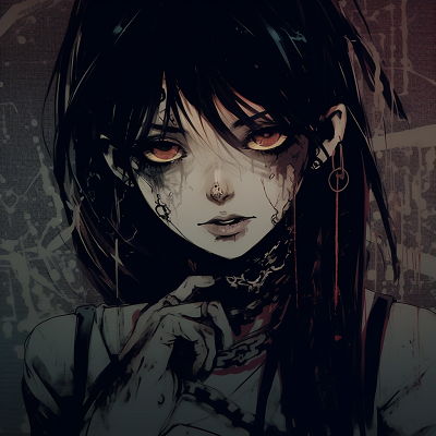 Image For Post | Gdrunge anime girl with subtle rose prints on her outfit, heavy saturation and shadows. grunge anime pfp for girls - [Grunge Anime PFP](https://hero.page/pfp/grunge-anime-pfp)