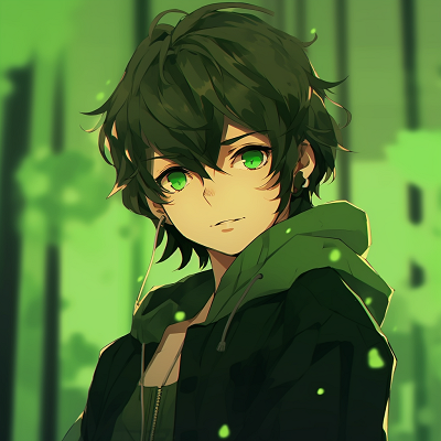 Image For Post | Male anime protagonist with moss green background, detailed character design and warm tones. moss green anime pfp selections - [Green Anime PFP Universe](https://hero.page/pfp/green-anime-pfp-universe)