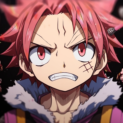 Image For Post | Natsu in a funny pose, dynamic composition and bold lines. brainstorming funny anime pfps - [Funny Anime PFP Gallery](https://hero.page/pfp/funny-anime-pfp-gallery)