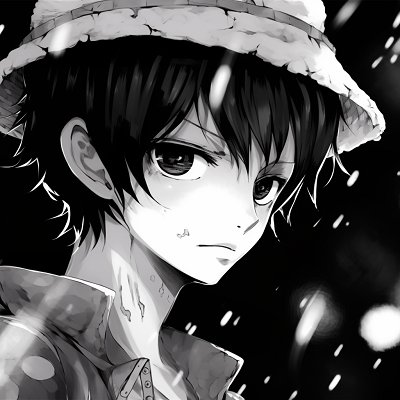 Image For Post | Monochrome rendition of Luffy, with attention to the intricate details of his iconic hat. top black and white anime pfp - [Black and white anime pfp](https://hero.page/pfp/black-and-white-anime-pfp)