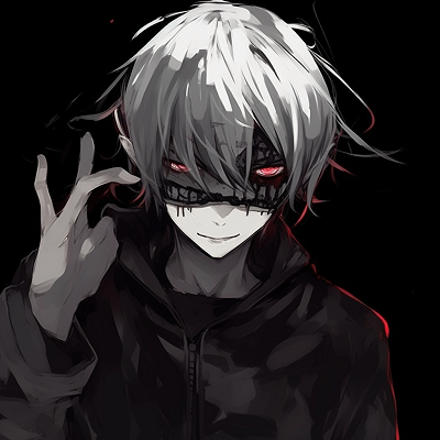 Image For Post | Close-up of Kaneki, emphasizing bold lines and high contrast shading. edgy anime pfp ideas - [Edgy Anime PFP Collection](https://hero.page/pfp/edgy-anime-pfp-collection)