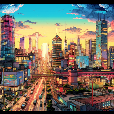 Image For Post Artistic Wallpapers Cityscape at Sunset - Wallpaper