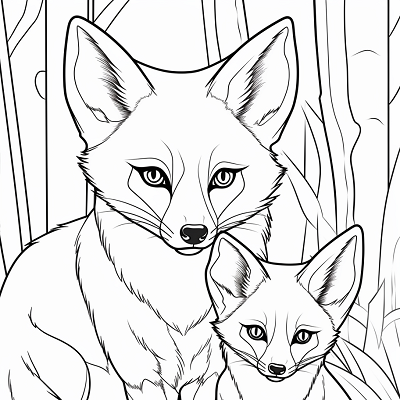 Image For Post Mother Fox and Kit Moment - Printable Coloring Page