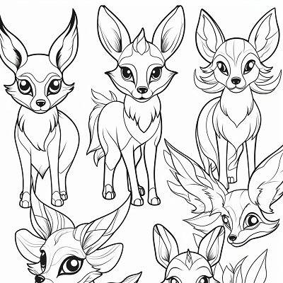 Image For Post | Artistic representation of Eevee pokemon evolutions; simplistic outlines. printable coloring page, black and white, free download - [Eevee Evolutions Coloring Sheet Pokemon Pages, Adult & Kids Fun](https://hero.page/coloring/eevee-evolutions-coloring-sheet-pokemon-pages-adult-and-kids-fun)