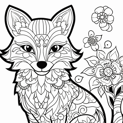 Image For Post Fox Portrayed in Floral Designs - Printable Coloring Page