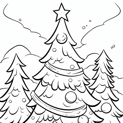 Image For Post Cool Tones Chilly Christmas Tree - Printable Coloring Page