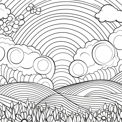 Image For Post | A blooming garden with detailed shading on the flowers and a radiant rainbow with clean, bold lines. printable coloring page, black and white, free download - [Rainbow Coloring Pages ](https://hero.page/coloring/rainbow-coloring-pages-creative-printables-for-kids-and-adults)