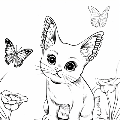 Image For Post Detailed Bunny Art Butterfly Companions - Printable Coloring Page