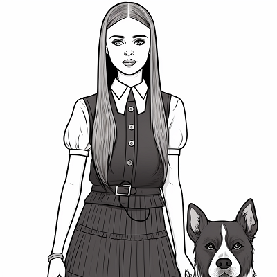 Image For Post Wednesday Addams and Her Beloved Pet - Wallpaper