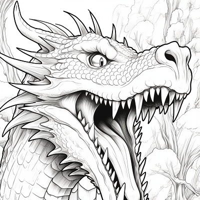 Image For Post | Detailed depiction of a fierce dragon mid-roar, showing intricacy in the fiery breath.printable coloring page, black and white, free download - [Dragon Coloring Page ](https://hero.page/coloring/dragon-coloring-page-printable-and-creative-designs)