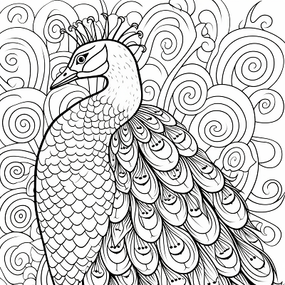 Image For Post | A majestic peacock is showcased; detailed feathers and graceful posture.printable coloring page, black and white, free download - [Bird Coloring Pages ](https://hero.page/coloring/bird-coloring-pages-free-printable-creative-sheets)