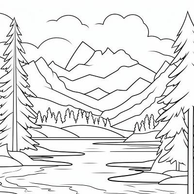 Image For Post Naturescape Lakeside Beauty - Printable Coloring Page