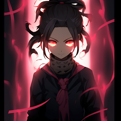 Image For Post | Nezuko in Demon form, pink eyes and the bamboo gag being the highlights. creative demon anime pfp pfp for discord. - [Demon Anime PFP](https://hero.page/pfp/demon-anime-pfp)