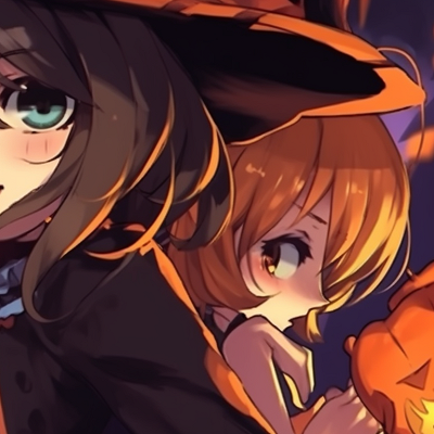 Image For Post | Two characters in matching witch outfits, vibrant colors and Halloween elements. vibrant halloween matching pfp pfp for discord. - [halloween matching pfp, aesthetic matching pfp ideas](https://hero.page/pfp/halloween-matching-pfp-aesthetic-matching-pfp-ideas)