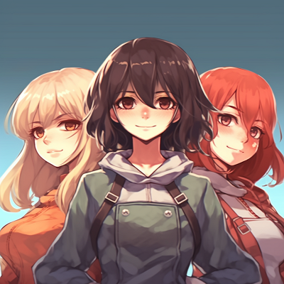 Image For Post | Trio of happy anime characters with sparkly eyes and cheerful smiles cute anime trio pfp pfp for discord. - [Anime Trio PFP](https://hero.page/pfp/anime-trio-pfp)