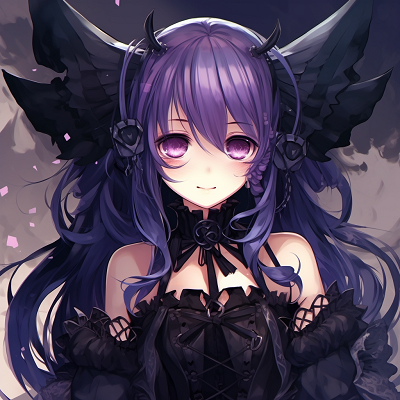 Image For Post | Anime girl adorned with bat wings, black and purple color scheme with pastel accents. adorable goth anime girl pfp pfp for discord. - [Goth Anime Girl PFP](https://hero.page/pfp/goth-anime-girl-pfp)