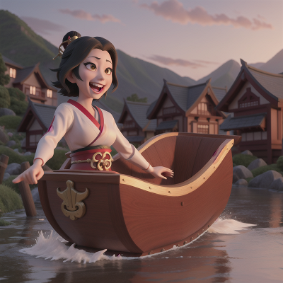 Image For Post Anime, laughter, geisha, sled, tsunami, vampire's coffin, HD, 4K, AI Generated Art