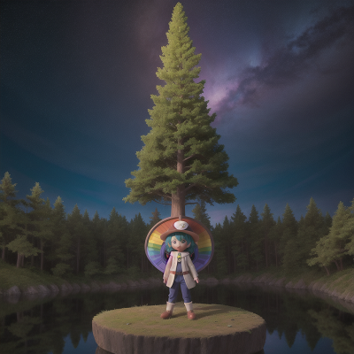 Image For Post Anime, space, forest, rainbow, king, hat, HD, 4K, AI Generated Art