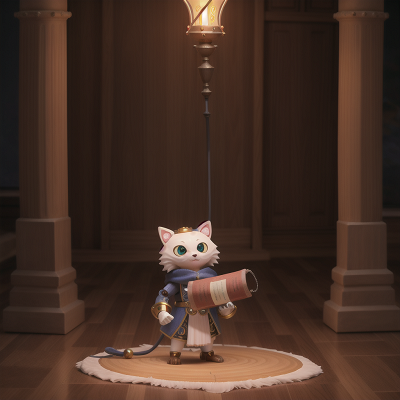 Image For Post Anime, robotic pet, surprise, ancient scroll, lamp, king, HD, 4K, AI Generated Art