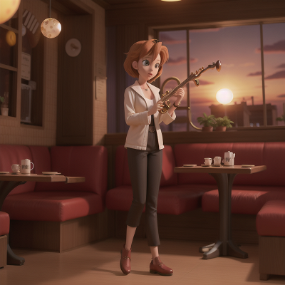 Image For Post Anime, saxophone, sunset, coffee shop, crystal ball, holodeck, HD, 4K, AI Generated Art